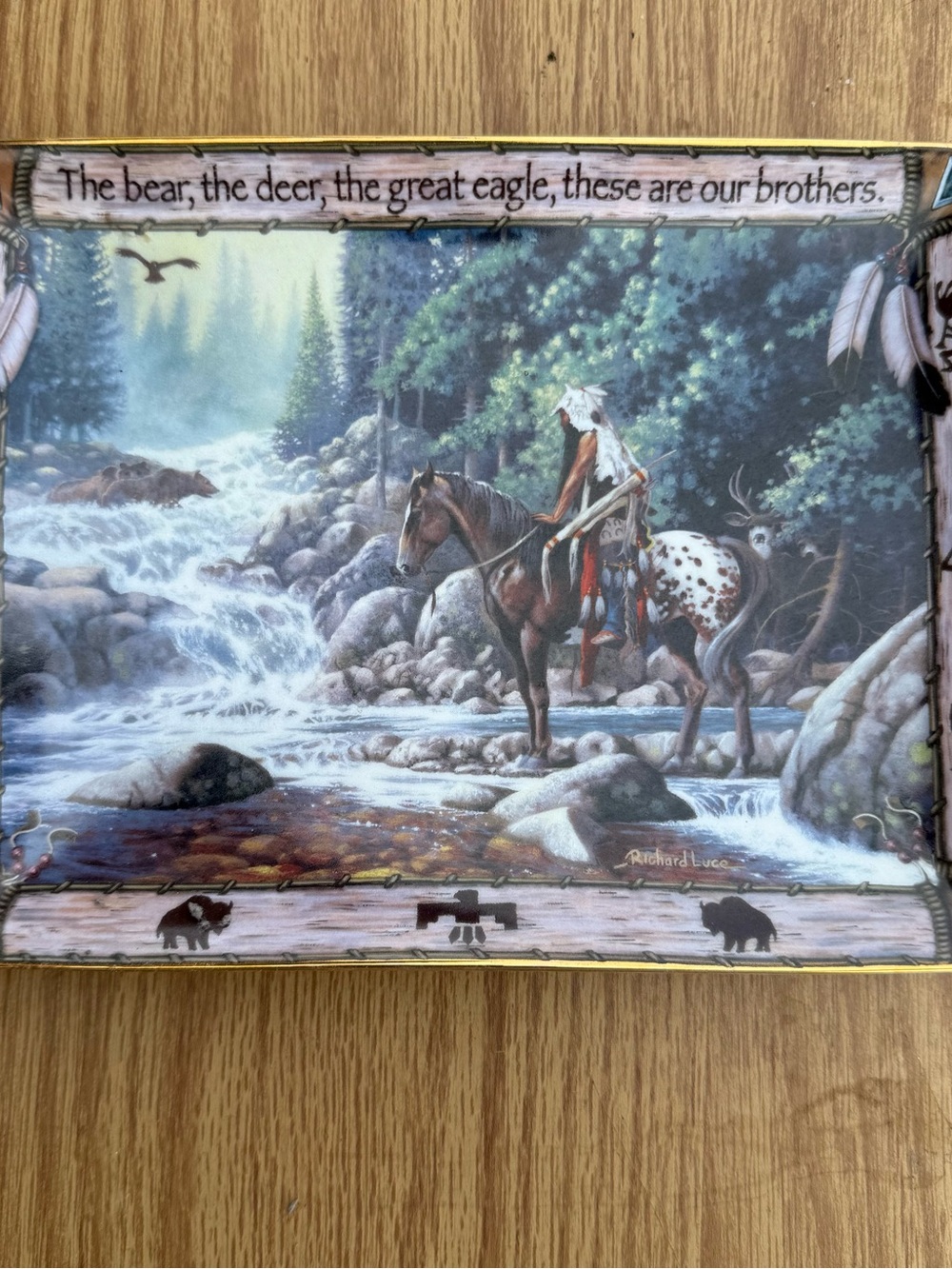 Richard Luce Native Wilderness River Scene Ceramic Plaque - Multi-Color